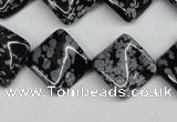 CTW35 15.5 inches 15*15mm twisted diamond snowflake obsidian beads