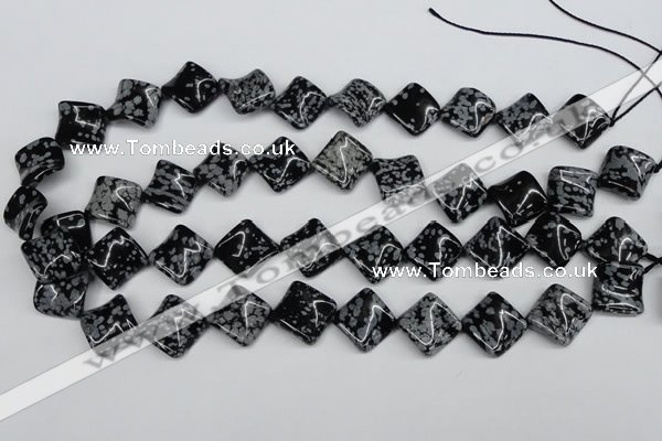 CTW35 15.5 inches 15*15mm twisted diamond snowflake obsidian beads