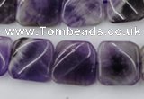 CTW351 15.5 inches 16*16mm twisted square dogtooth amethyst beads