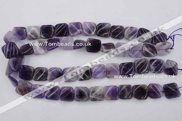 CTW351 15.5 inches 16*16mm twisted square dogtooth amethyst beads