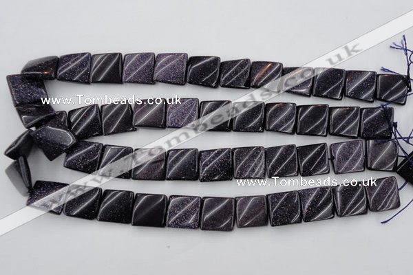 CTW352 15.5 inches 16*16mm twisted square blue goldstone beads