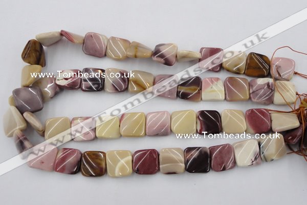 CTW353 15.5 inches 16*16mm twisted square mookaite beads