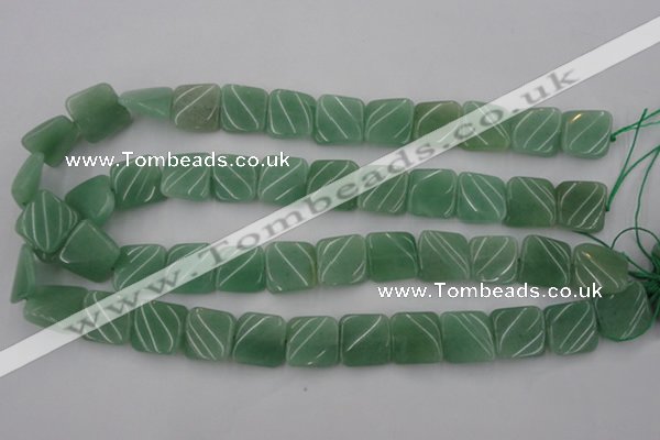 CTW354 15.5 inches 16*16mm twisted square green aventurine beads