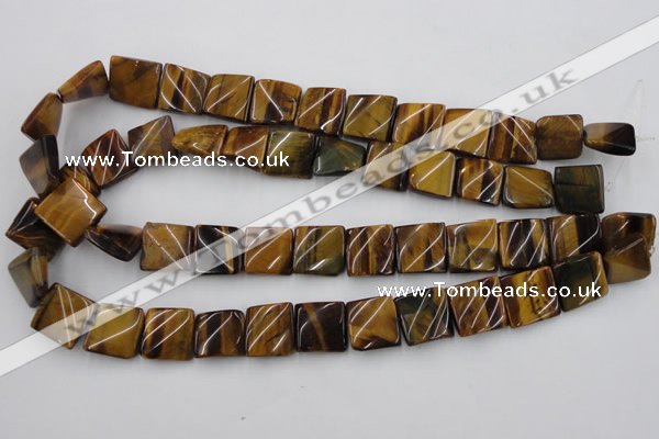 CTW356 15.5 inches 16*16mm twisted square yellow tiger eye beads