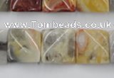CTW358 15.5 inches 16*16mm twisted square crazy lace agate beads