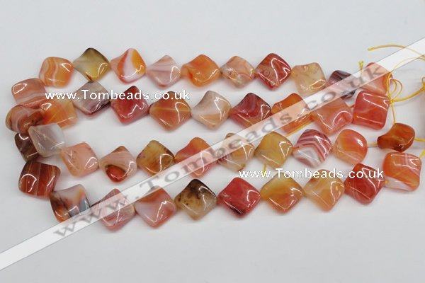 CTW36 15.5 inches 15*15mm twisted diamond agate gemstone beads