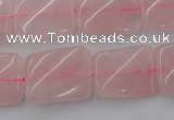 CTW371 15.5 inches 15*20mm twisted rectangle rose quartz beads