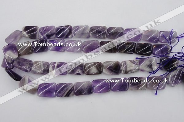 CTW372 15.5 inches 15*20mm twisted rectangle dogtooth amethyst beads