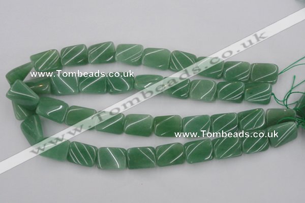 CTW373 15.5 inches 15*20mm twisted rectangle green aventurine beads