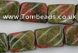 CTW374 15.5 inches 15*20mm twisted rectangle unakite gemstone beads