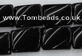 CTW377 15.5 inches 15*20mm twisted rectangle black agate beads