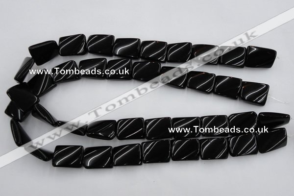 CTW377 15.5 inches 15*20mm twisted rectangle black agate beads