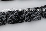 CTW379 15.5 inches 15*20mm twisted rectangle snowflake obsidian beads