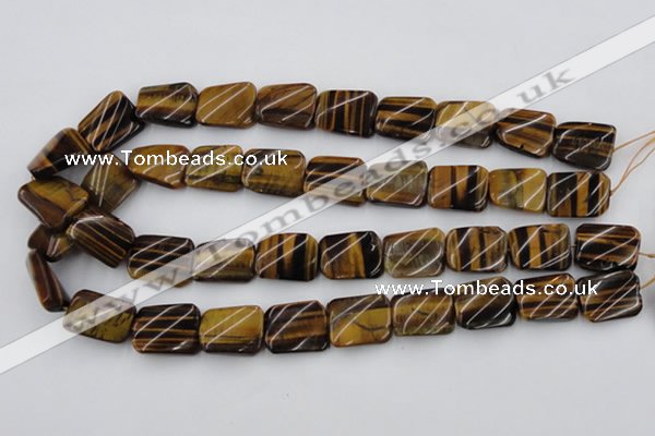 CTW380 15.5 inches 15*20mm twisted rectangle yellow tiger eye beads