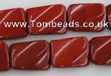 CTW382 15.5 inches 15*20mm twisted rectangle red jasper beads