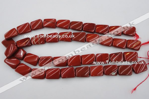 CTW382 15.5 inches 15*20mm twisted rectangle red jasper beads