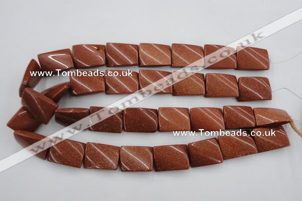 CTW390 15.5 inches 18*25mm twisted rectangle goldstone beads