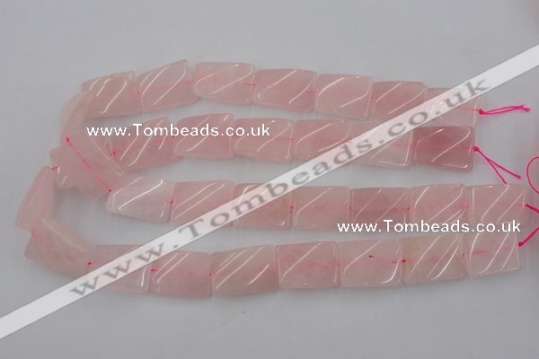 CTW391 15.5 inches 18*25mm twisted rectangle rose quartz beads