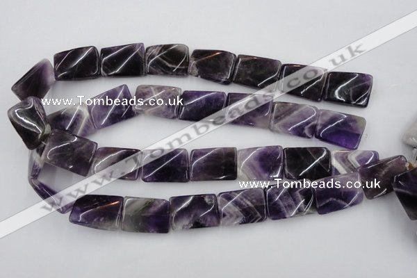 CTW392 15.5 inches 18*25mm twisted rectangle dogtooth amethyst beads