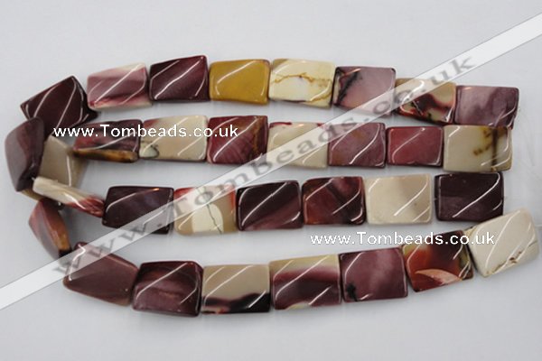 CTW393 15.5 inches 18*25mm twisted rectangle mookaite gemstone beads