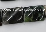 CTW395 15.5 inches 18*25mm twisted rectangle moss agate beads