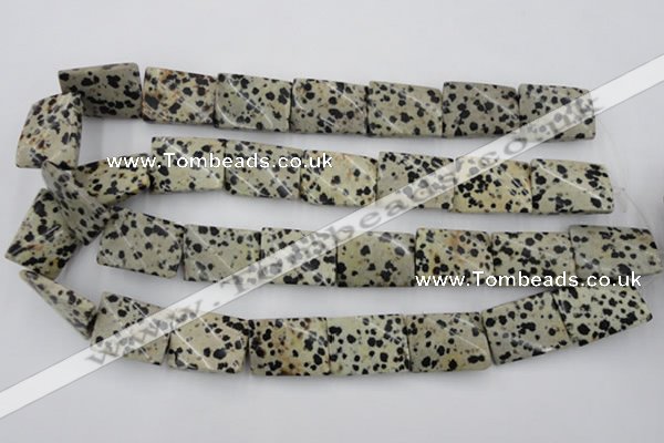 CTW397 15.5 inches 18*25mm twisted rectangle dalmatian jasper beads