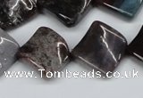 CTW41 15.5 inches 15*15mm twisted diamond moss agate beads