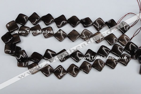 CTW42 15.5 inches 15*15mm twisted diamond smoky quartz beads