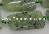 CTW454 20*38mm faceted & twisted rectangle green rutilated quartz beads