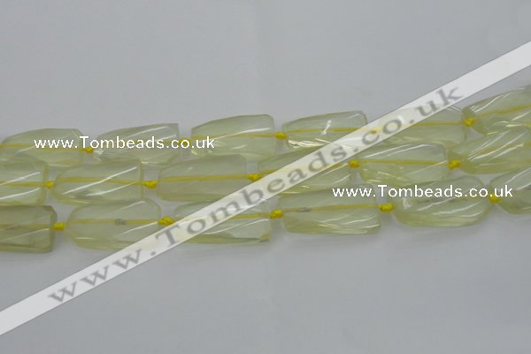 CTW455 20*38mm faceted & twisted rectangle lemon quartz beads