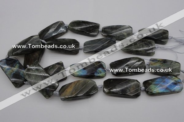 CTW457 20*38mm faceted & twisted rectangle labradorite beads