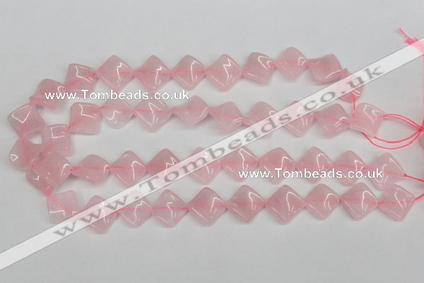 CTW48 15.5 inches 15*15mm twisted diamond rose quartz beads