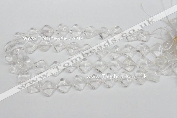 CTW49 15.5 inches 15*15mm twisted diamond white crystal beads