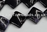 CTW50 15.5 inches 15*15mm twisted diamond blue goldstone beads