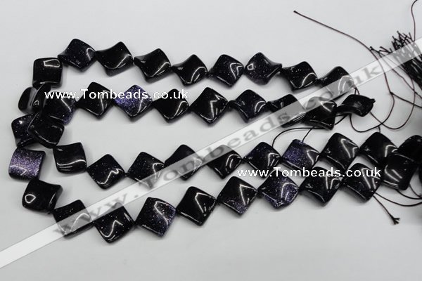 CTW50 15.5 inches 15*15mm twisted diamond blue goldstone beads