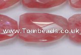 CTW501 15.5 inches 20*30mm faceted & twisted synthetic quartz beads