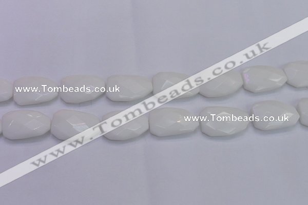 CTW507 15.5 inches 20*30mm faceted & twisted white porcelain beads