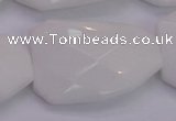 CTW515 15.5 inches 30*40mm faceted & twisted white porcelain beads