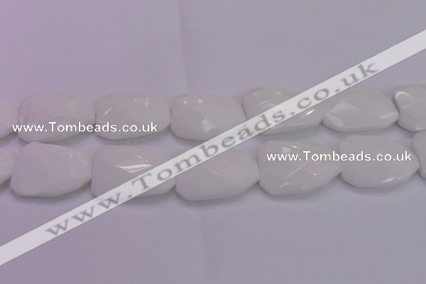 CTW515 15.5 inches 30*40mm faceted & twisted white porcelain beads