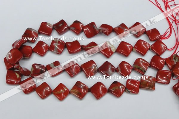 CTW52 15.5 inches 15*15mm twisted diamond red jasper beads