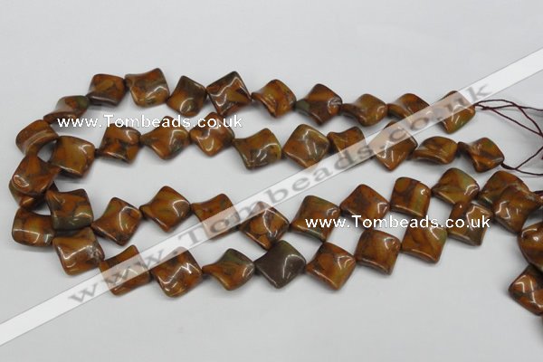 CTW55 15.5 inches 15*15mm twisted diamond jasper gemstone beads