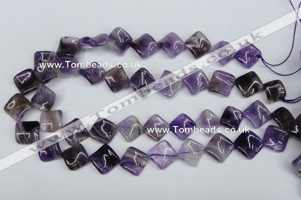 CTW56 15.5 inches 15*15mm twisted diamond amethyst gemstone beads