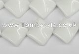 CTW57 15.5 inches 15*15mm twisted diamond white agate beads