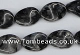 CTW64 15.5 inches 13*18mm twisted oval black labradorite beads