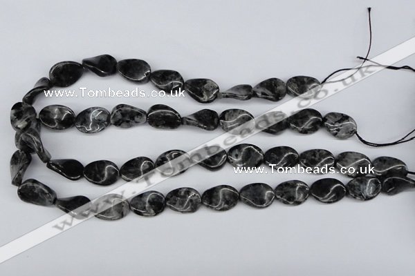 CTW64 15.5 inches 13*18mm twisted oval black labradorite beads