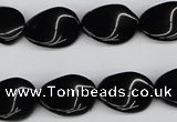 CTW70 15.5 inches 15*20mm twisted oval black agate gemstone beads