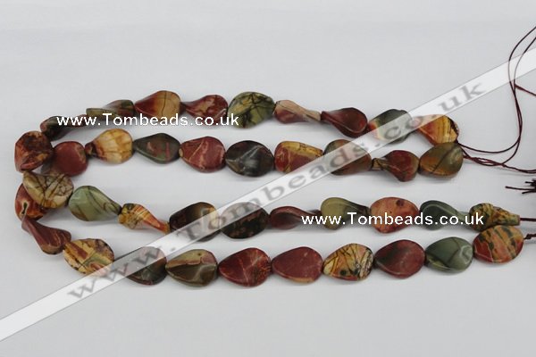 CTW71 15.5 inches 15*20mm twisted oval picasso jasper beads