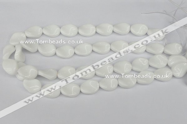 CTW76 15.5 inches 15*20mm twisted oval white agate gemstone beads