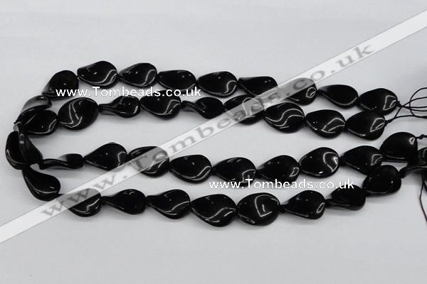 CTW77 15.5 inches 15*20mm twisted oval black agate gemstone beads