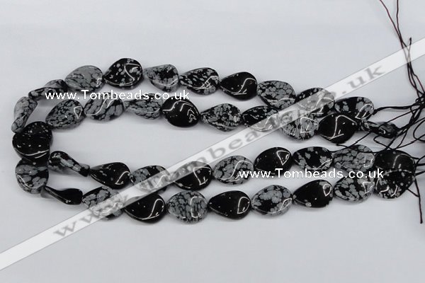 CTW78 15.5 inches 15*20mm twisted oval snowflake obsidian beads